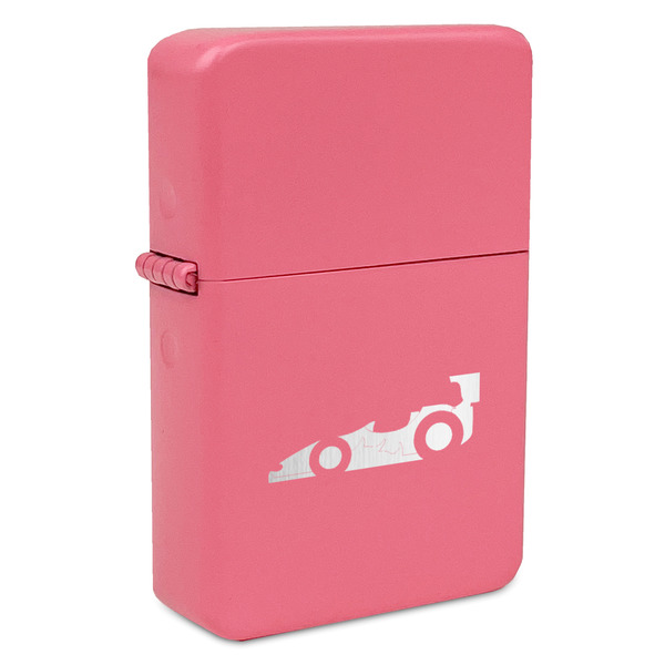 Custom Racing Car Windproof Lighter - Pink - Double Sided & Lid Engraved