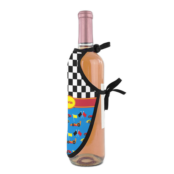 Racing Car Wine Bottle Apron - DETAIL WITH CLIP ON NECK