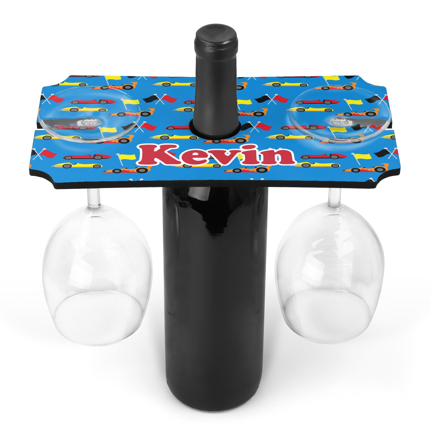 Custom Racing Car Wine Bottle & Glass Holder (Personalized