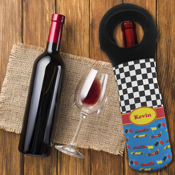 Racing Car Wine Tote Bag - FLATLAY