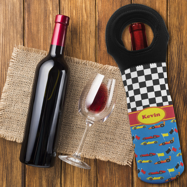Racing Car Wine Tote Bag - FLATLAY