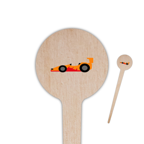 Custom Racing Car 4" Round Wooden Food Picks - Single Sided
