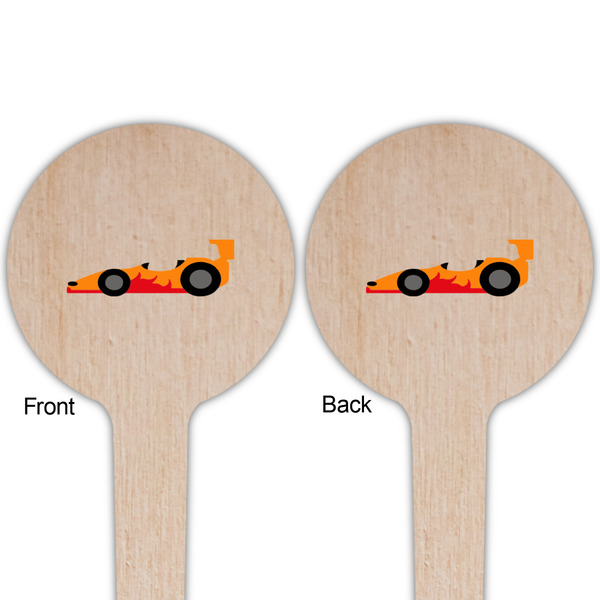 Racing Car Wooden 4" Food Pick - Round - Double Sided - Front & Back