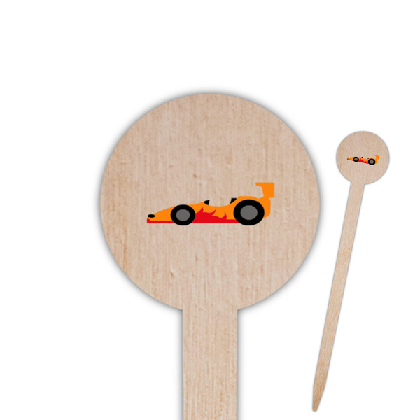 Custom Racing Car 6" Round Wooden Food Picks - Double Sided