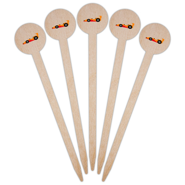 Racing Car Wooden 6" Food Pick - Round - Fan View