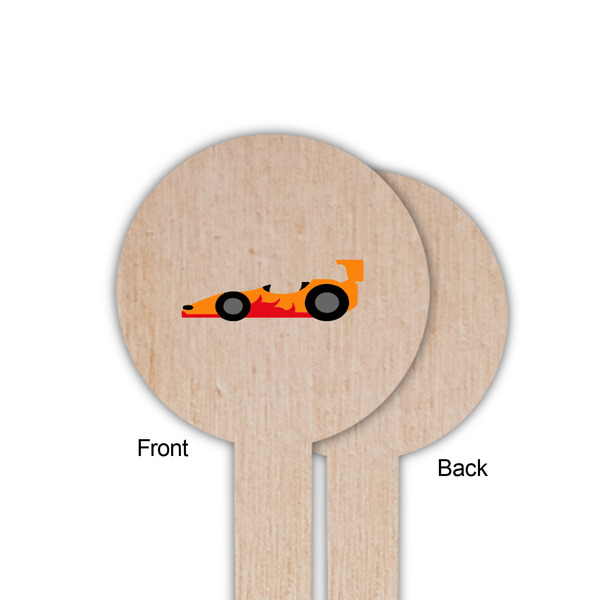 Racing Car Wooden 6" Food Pick - Round - Single Sided - Front & Back