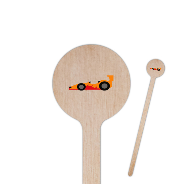 Custom Racing Car 6" Round Wooden Stir Sticks - Single Sided