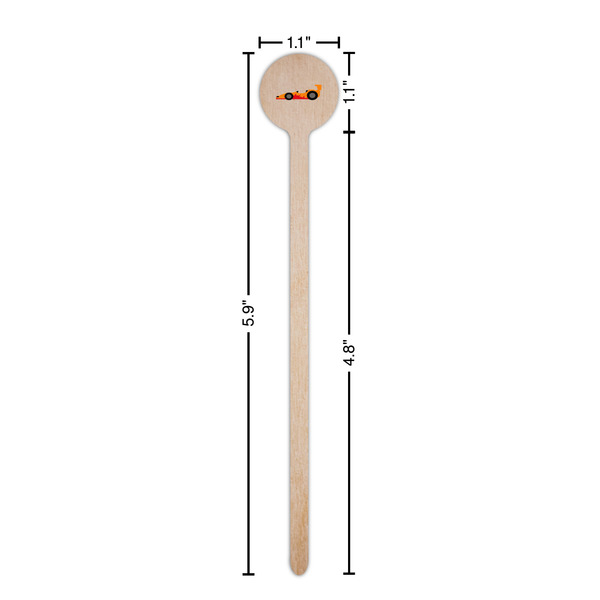 Racing Car Wooden 6" Stir Stick - Round - Dimensions