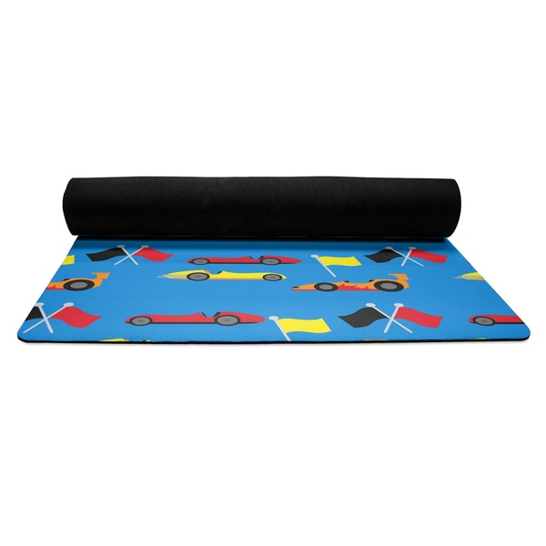 Racing Car Yoga Mat Rolled up Black Rubber Backing