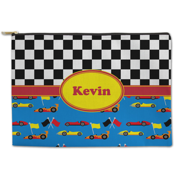 Custom Racing Car Zipper Pouch - Large - 12.5"x8.5" (Personalized)
