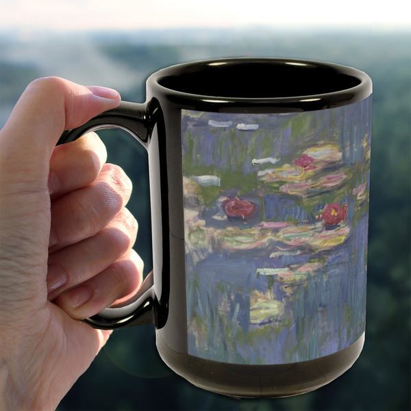 Water Lilies by Claude Monet 15oz. Black Mug - LIFESTYLE