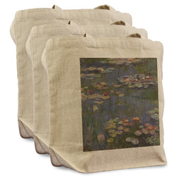 Water Lilies by Claude Monet Reusable Cotton Grocery Bags - Set of 3