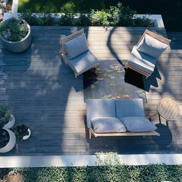 Water Lilies by Claude Monet 4'x6' Patio Rug - In context