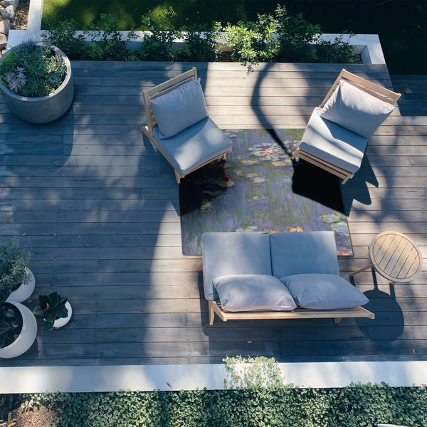 Water Lilies by Claude Monet 5'x7' Patio Rug - In context