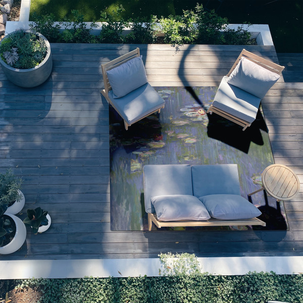 Water Lilies by Claude Monet 8'x10' Patio Rug - In context