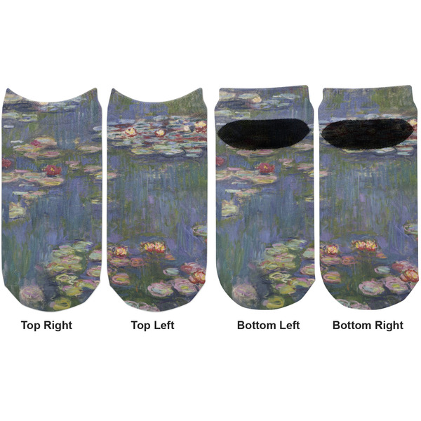 Water Lilies by Claude Monet Adult Ankle Socks - Double Pair - Front and Back - Apvl