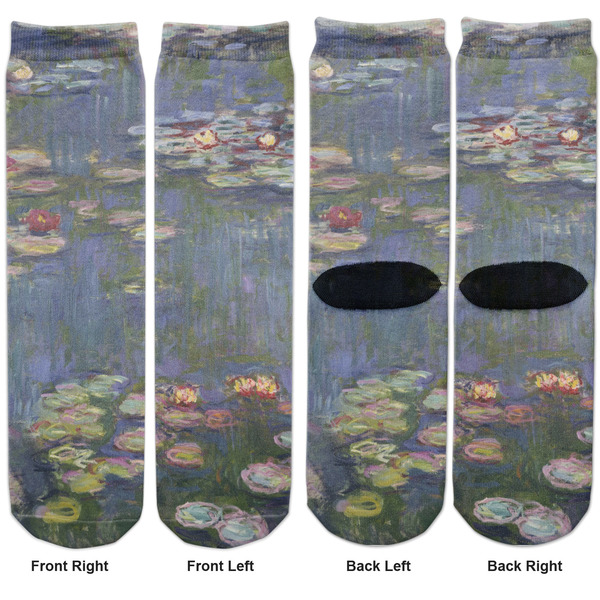 Water Lilies by Claude Monet Adult Crew Socks - Double Pair - Front and Back - Apvl