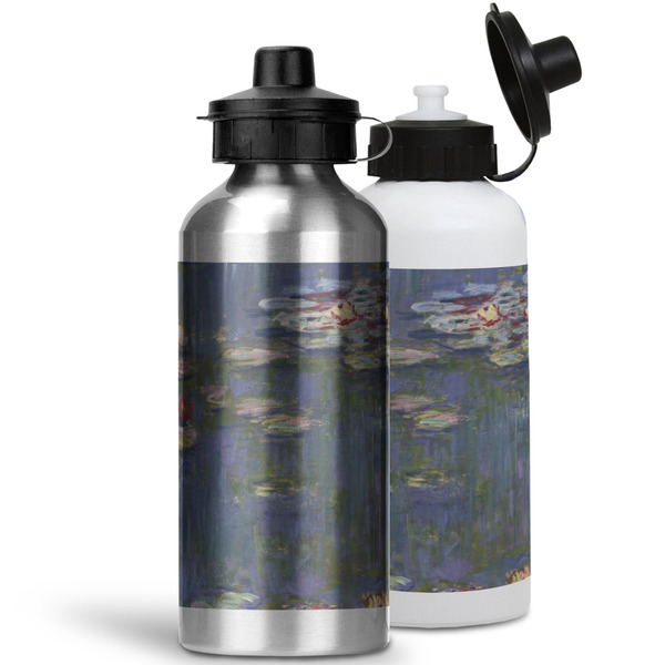 Water Lilies by Claude Monet Aluminum Water Bottles - MAIN (white &silver)