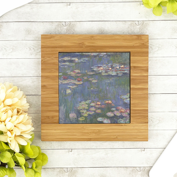 Water Lilies by Claude Monet Bamboo Trivet with 6" Tile - LIFESTYLE