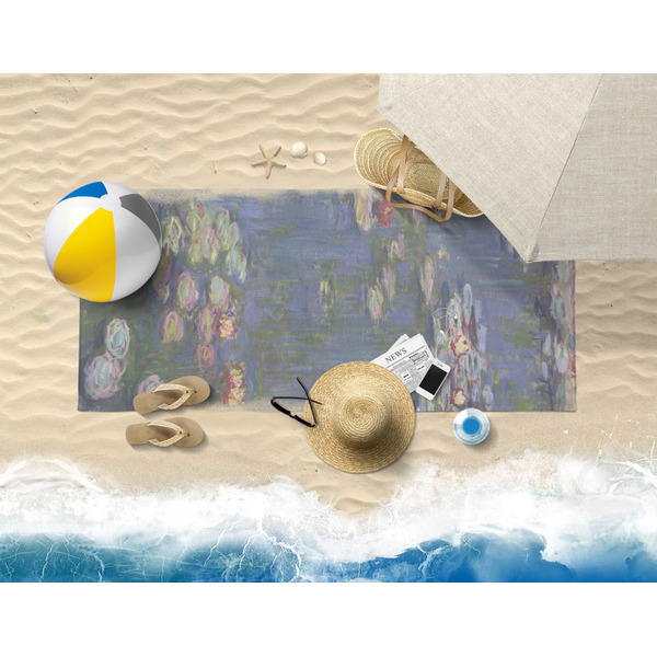 Water Lilies by Claude Monet Beach Towel Lifestyle