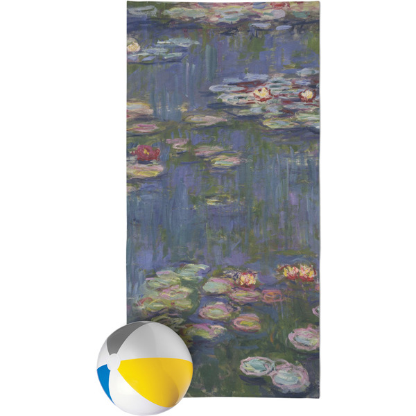 Custom Water Lilies by Claude Monet Beach Towel