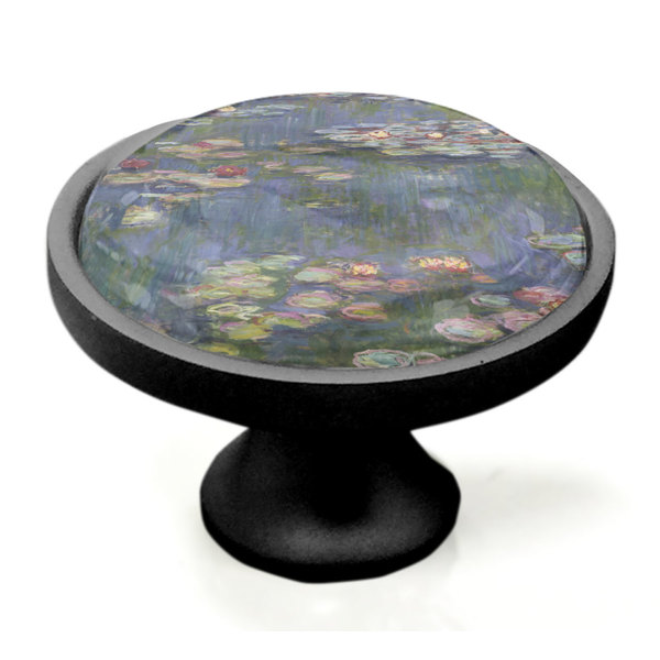 Water Lilies by Claude Monet Black Custom Cabinet Knob (Side)