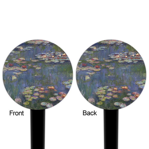 Water Lilies by Claude Monet Black Plastic 4" Food Pick - Round - Double Sided - Front & Back