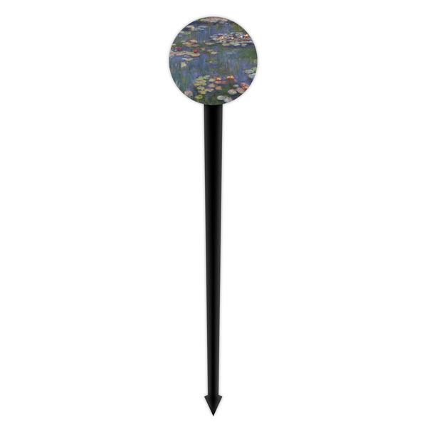 Water Lilies by Claude Monet Black Plastic 4" Food Pick - Round - Single Pick