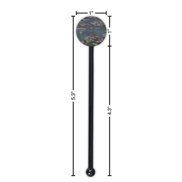 Water Lilies by Claude Monet Black Plastic 5.5" Stir Stick - Round - Dimensions