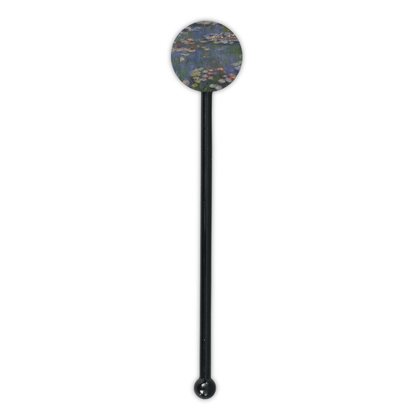 Water Lilies by Claude Monet Black Plastic 5.5" Stir Stick - Round - Single Stick