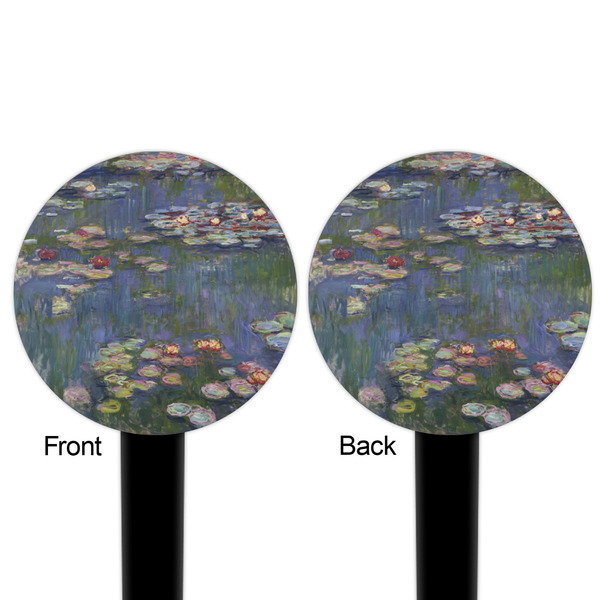 Water Lilies by Claude Monet Black Plastic 6" Food Pick - Round - Double Sided - Front & Back