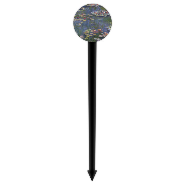 Water Lilies by Claude Monet Black Plastic 6" Food Pick - Round - Single Pick