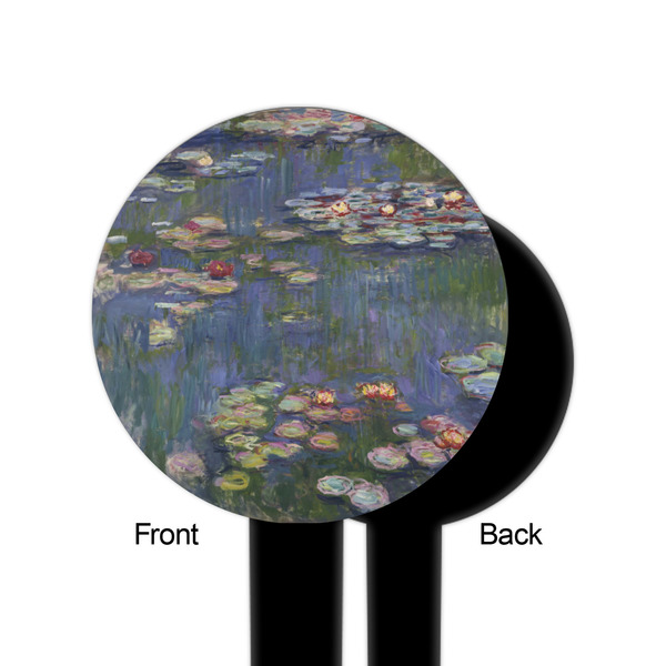 Water Lilies by Claude Monet Black Plastic 6" Food Pick - Round - Single Sided - Front & Back