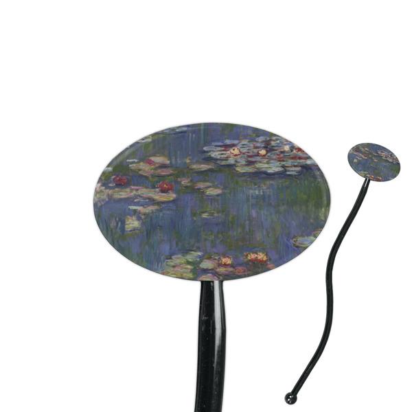 Custom Water Lilies by Claude Monet 7" Oval Plastic Stir Sticks - Black - Double Sided
