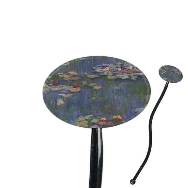 Custom Water Lilies by Claude Monet 7" Oval Plastic Stir Sticks - Black - Single Sided