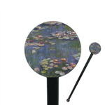 Water Lilies by Claude Monet 7" Round Plastic Stir Sticks - Black - Single Sided
