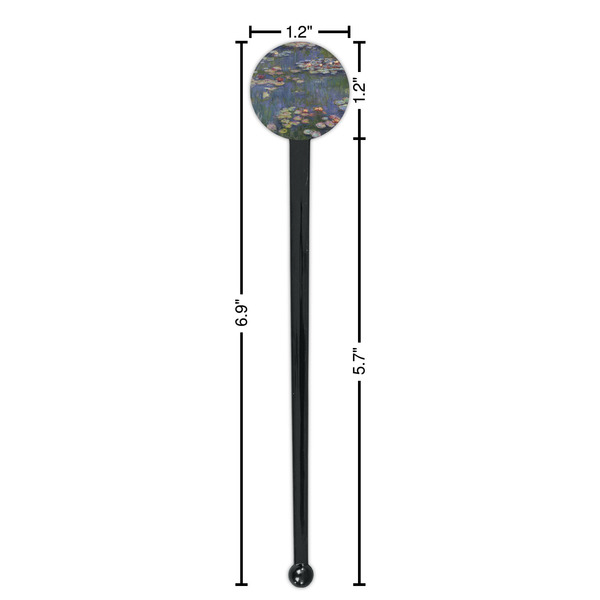 Water Lilies by Claude Monet Black Plastic 7" Stir Stick - Round - Dimensions