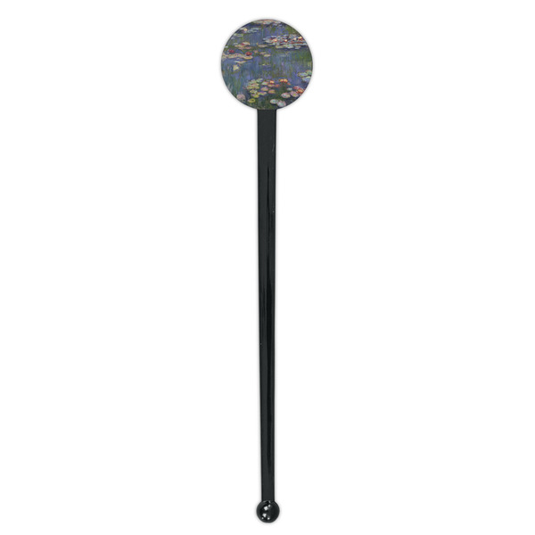 Water Lilies by Claude Monet Black Plastic 7" Stir Stick - Round - Single Stick