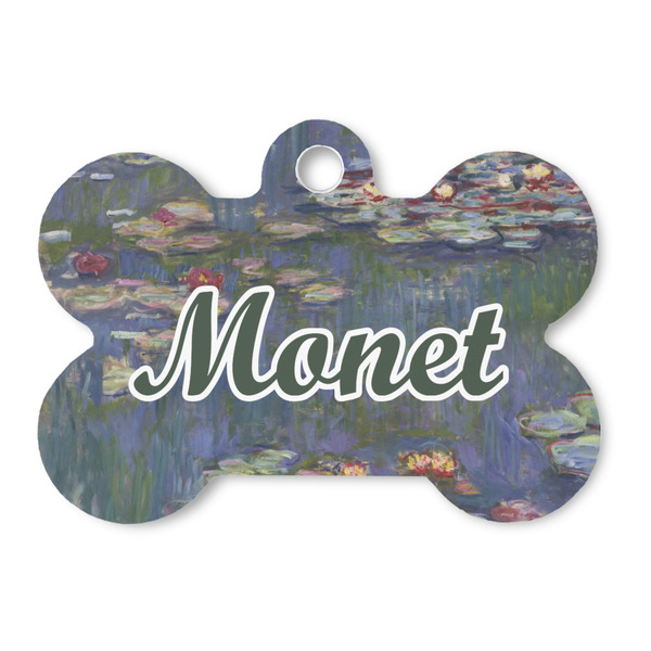 Custom Water Lilies by Claude Monet Bone Shaped Dog ID Tag - Large