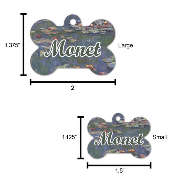 Water Lilies by Claude Monet Bone Shaped Dog ID Tag - Large - Scale