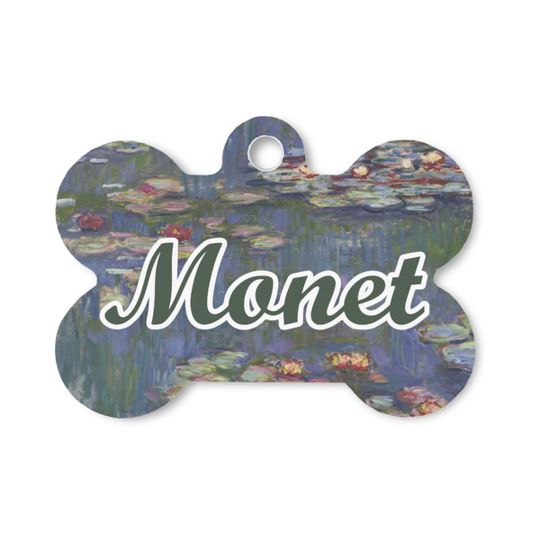 Custom Water Lilies by Claude Monet Bone Shaped Dog ID Tag - Small