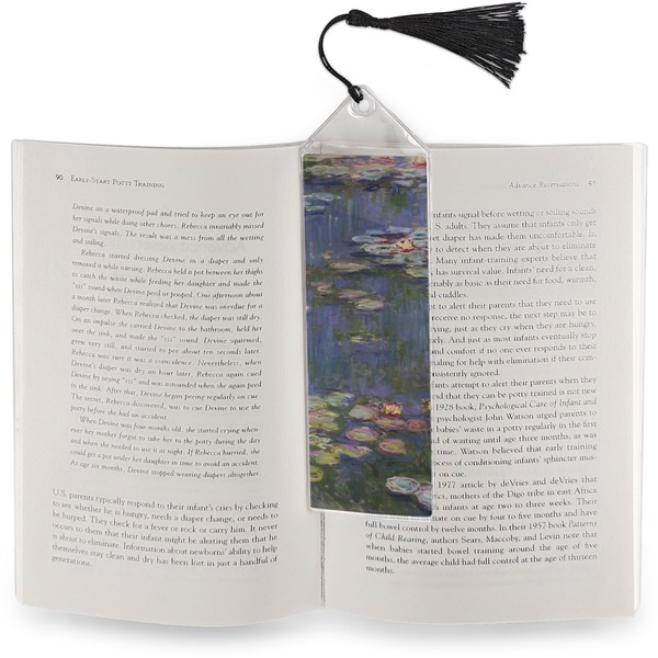 Water Lilies by Claude Monet Bookmark with tassel - In book
