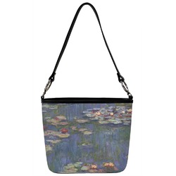 Water Lilies by Claude Monet Bucket Bag w/ Genuine Leather Trim