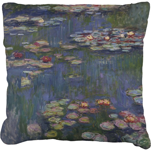 Custom Water Lilies by Claude Monet Faux-Linen Throw Pillow 16"