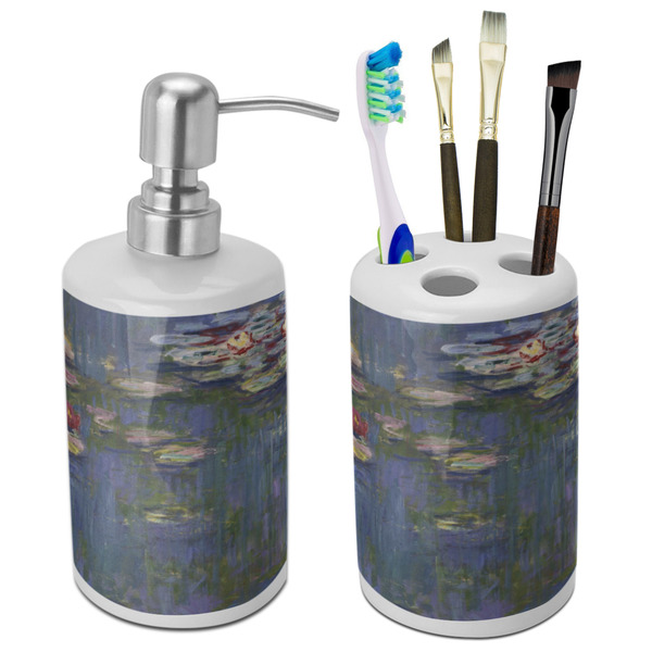 Custom Water Lilies by Claude Monet Ceramic Bathroom Accessories Set