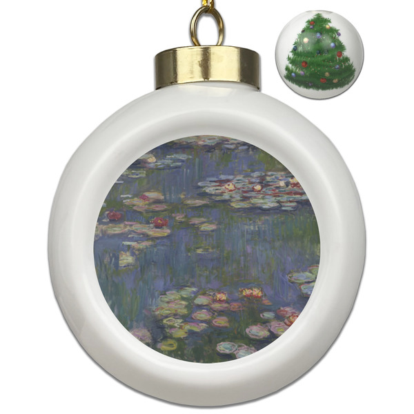 Custom Water Lilies by Claude Monet Ceramic Ball Ornament - Christmas Tree