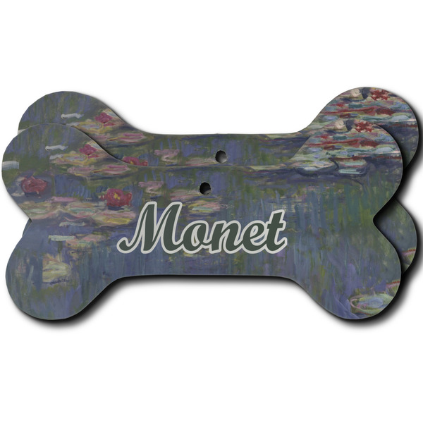 Custom Water Lilies by Claude Monet Ceramic Dog Ornament - Front & Back
