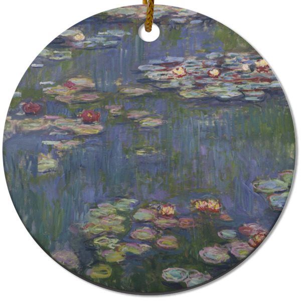 Custom Water Lilies by Claude Monet Round Ceramic Ornament