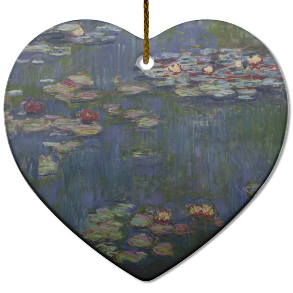 Custom Water Lilies by Claude Monet Heart Ceramic Ornament
