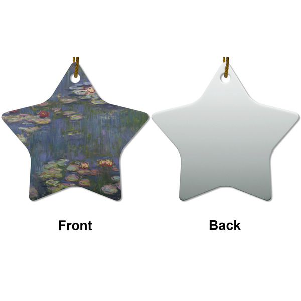 Water Lilies by Claude Monet Ceramic Flat Ornament - Star Front & Back (APPROVAL)